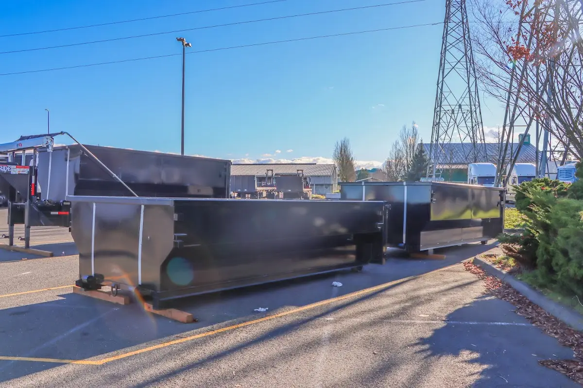 Roll-off dumpster ready for waste disposal at job site for Yard Waste Dumpster Rental in Wentzville